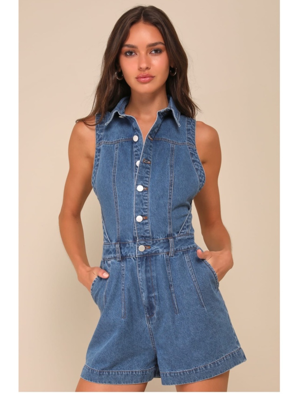 Lulu's Denim Blue Sleeveless Romper